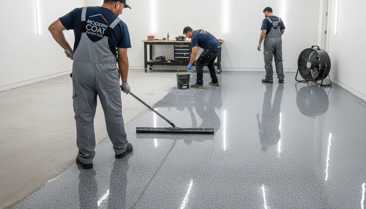 Professional epoxy floor coating in Indianapolis, IN for garages and basements by expert painters