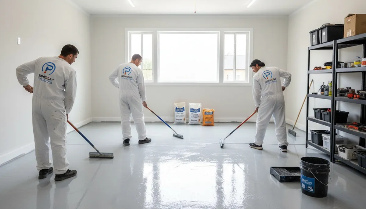 Epoxy garage floor coating by professional painters in Indianapolis, IN for durable, polished finish