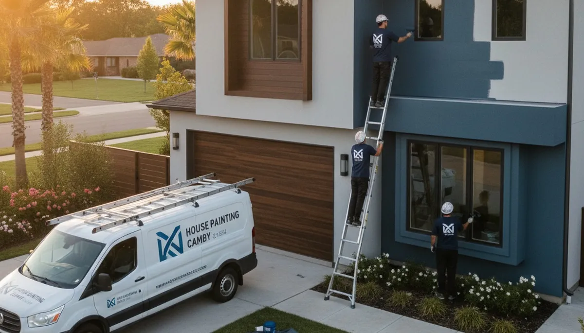 Professional house painters working on exterior home in Indianapolis IN