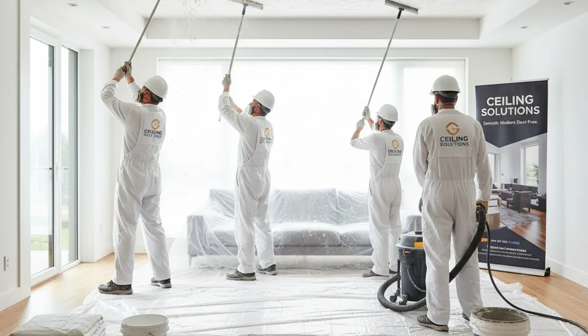 Professional popcorn ceiling removal and smooth ceiling finish in Indianapolis, IN home