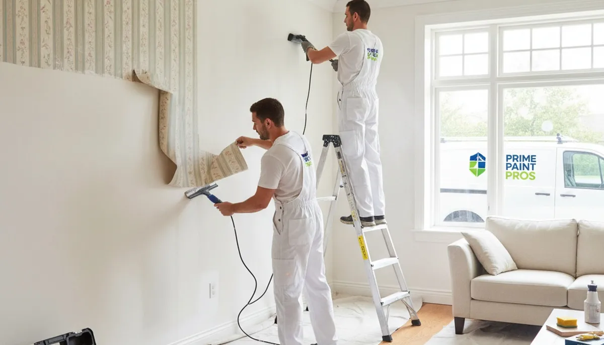 Professional wallpaper removal service in Indianapolis IN with clean wall stripping and surface prep